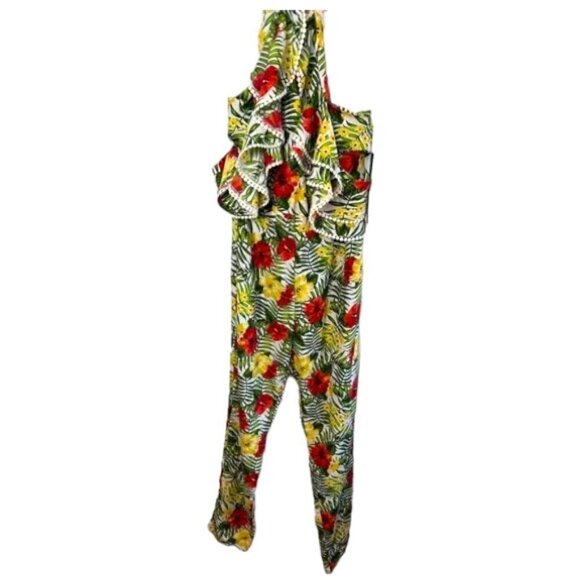 NWT XOXO Women’s Juniors Tropical Print Overall Romper Jumpsuit Size Medium - Picture 2 of 8